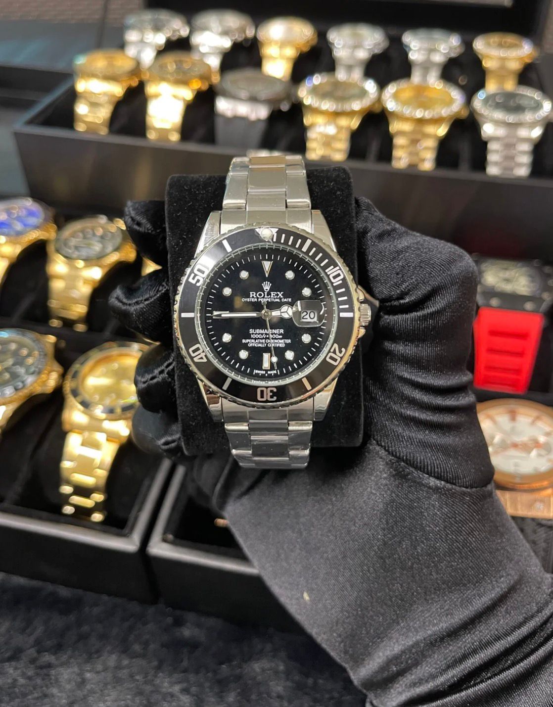 Reloj Rolex Plateado con Negro